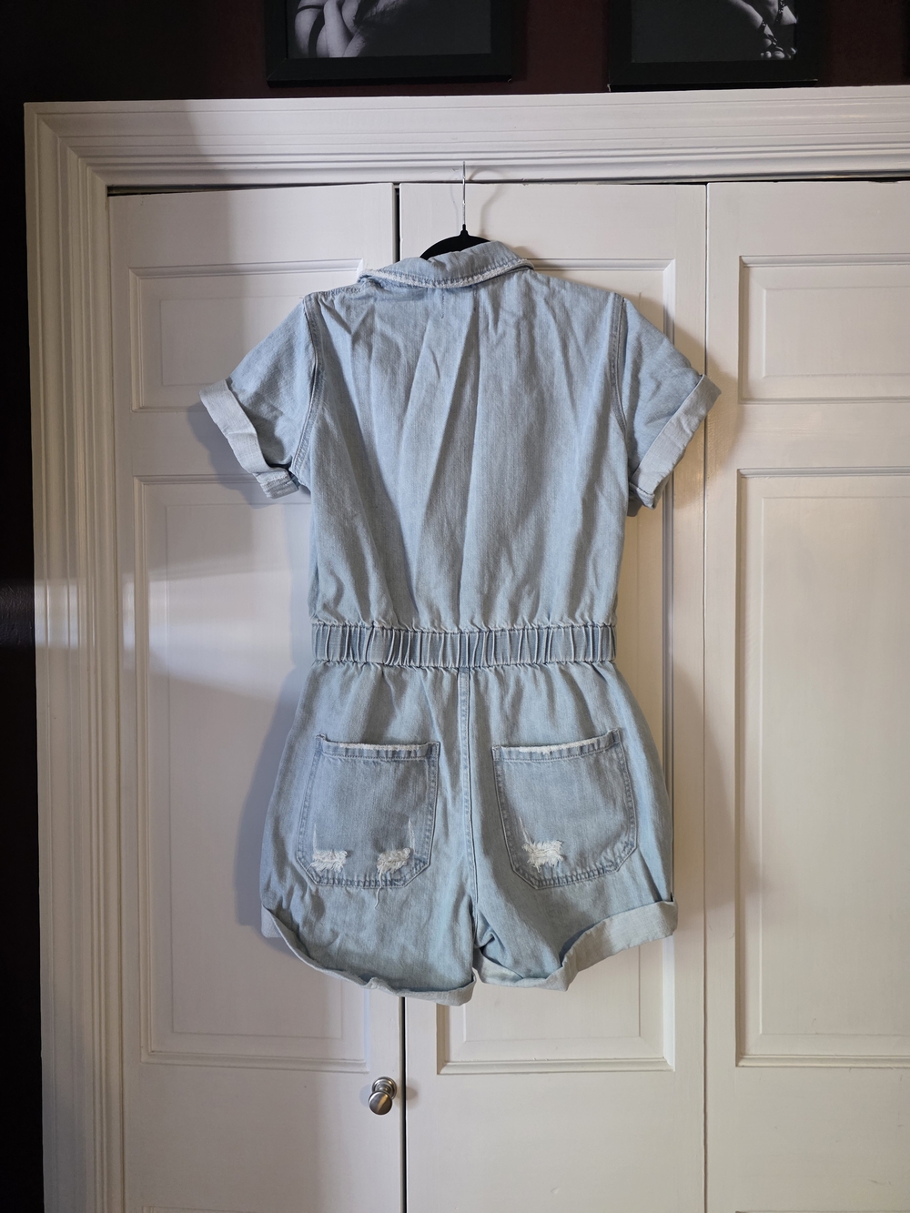 Show Me Your Mumu Light Wash Denim Utility Romper Medium Playsuit Festival - Picture 6 of 12